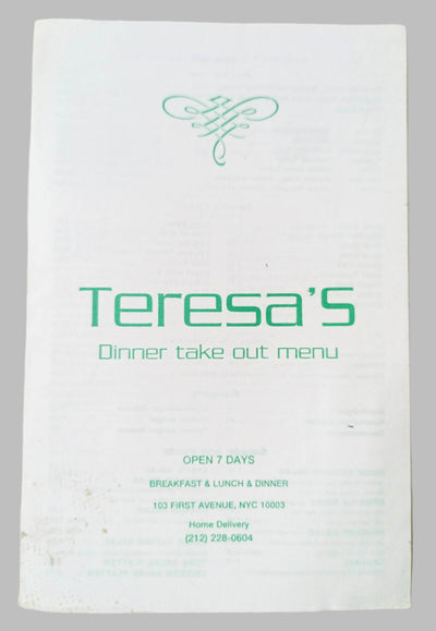 Teresa's Polish Restaurant First Ave East Village NYC Takeout Menu 2000 - TulipStuff