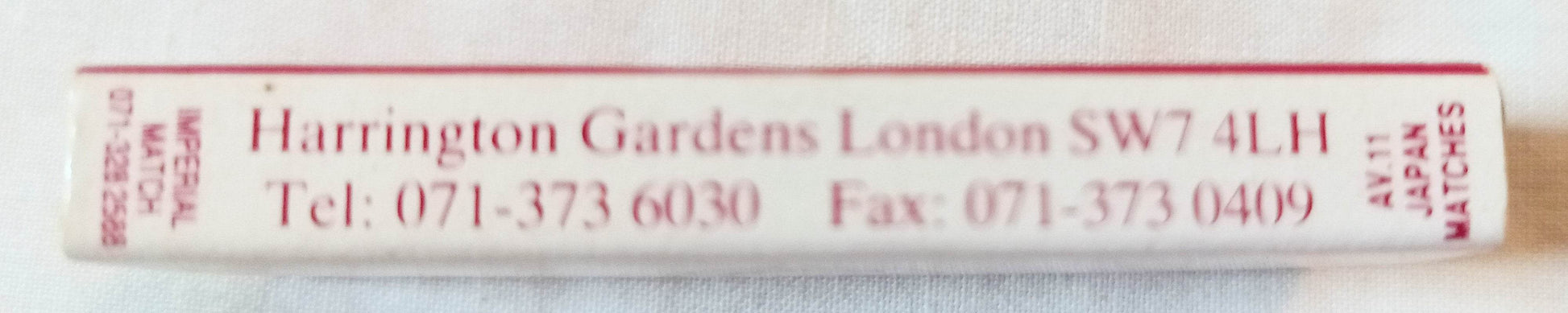 The Gloucester London Harrington Gardens Matchbox 1990's - TulipStuff