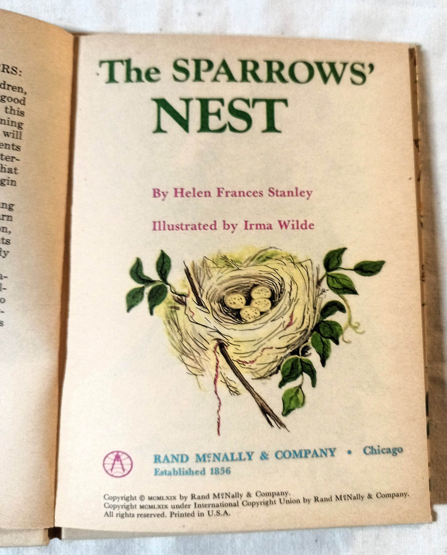 The Sparrows Nest Helen Frances Stanley Rand McNally Elf Book 1969 - TulipStuff