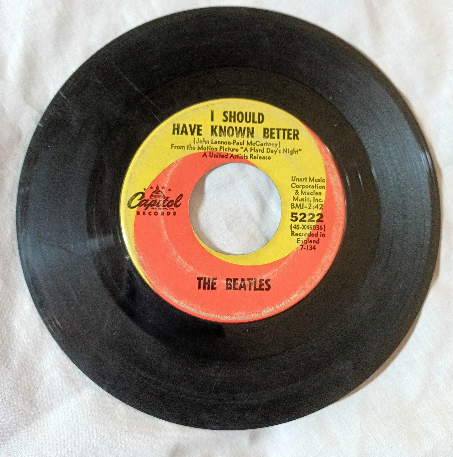 The Beatles A Hard Day's Night /  I Should Have Known Better 7" Vinyl 1964 - TulipStuff
