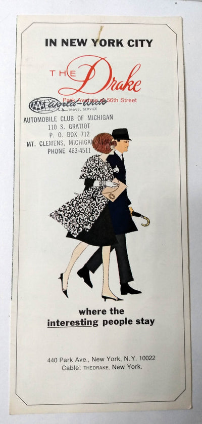 The Drake Hotel Park Avenue Midtown New York Mid 1960's Brochure - TulipStuff