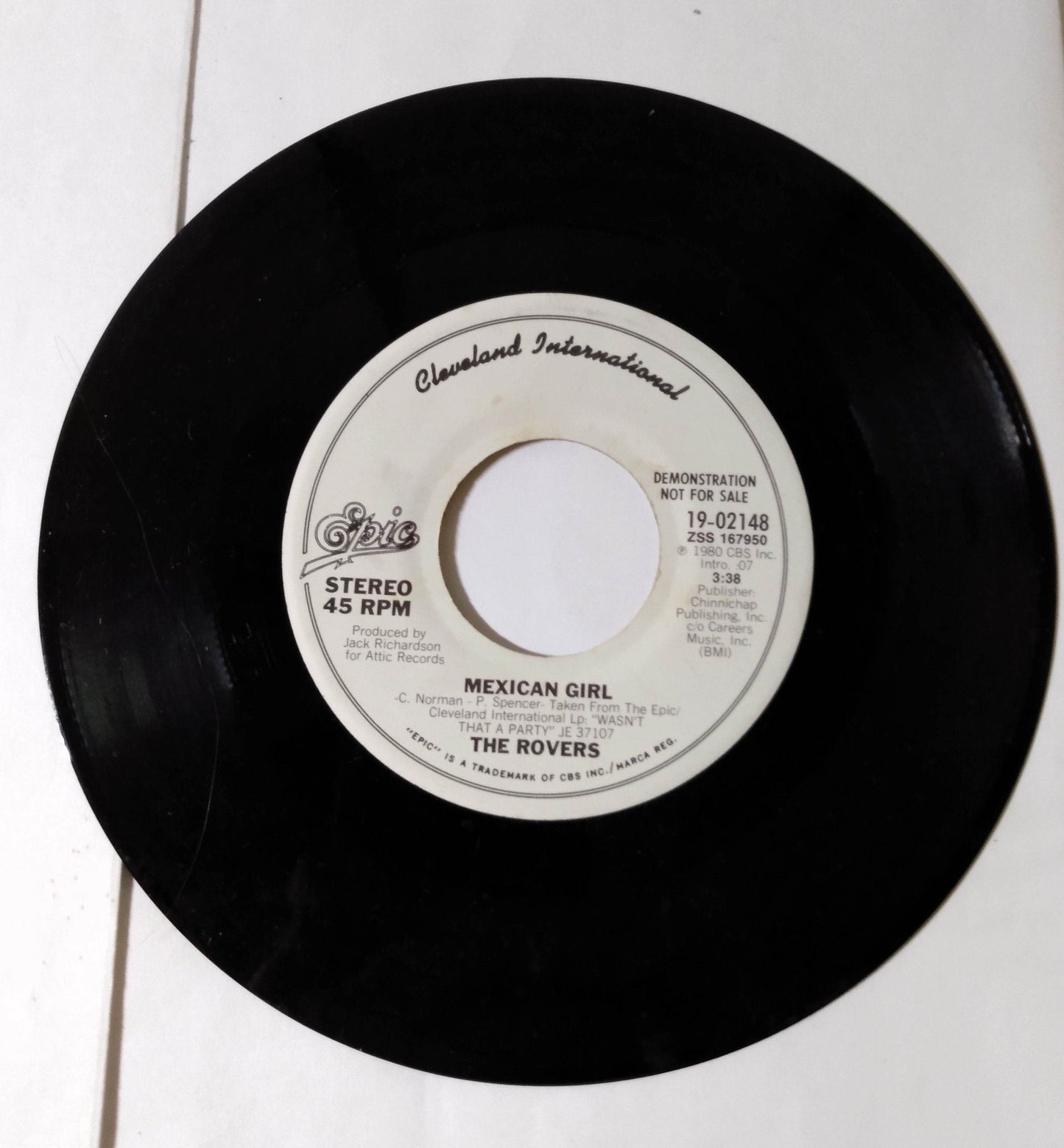 The Rovers (Irish Rovers) Mexican Girl 7" Vinyl Epic 1980 Promo - TulipStuff