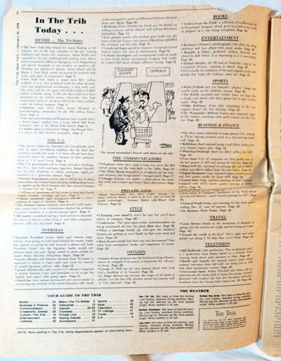 The Trib New York Tabloid Newspaper January 28 1978 NYC Flooding Sadat - TulipStuff