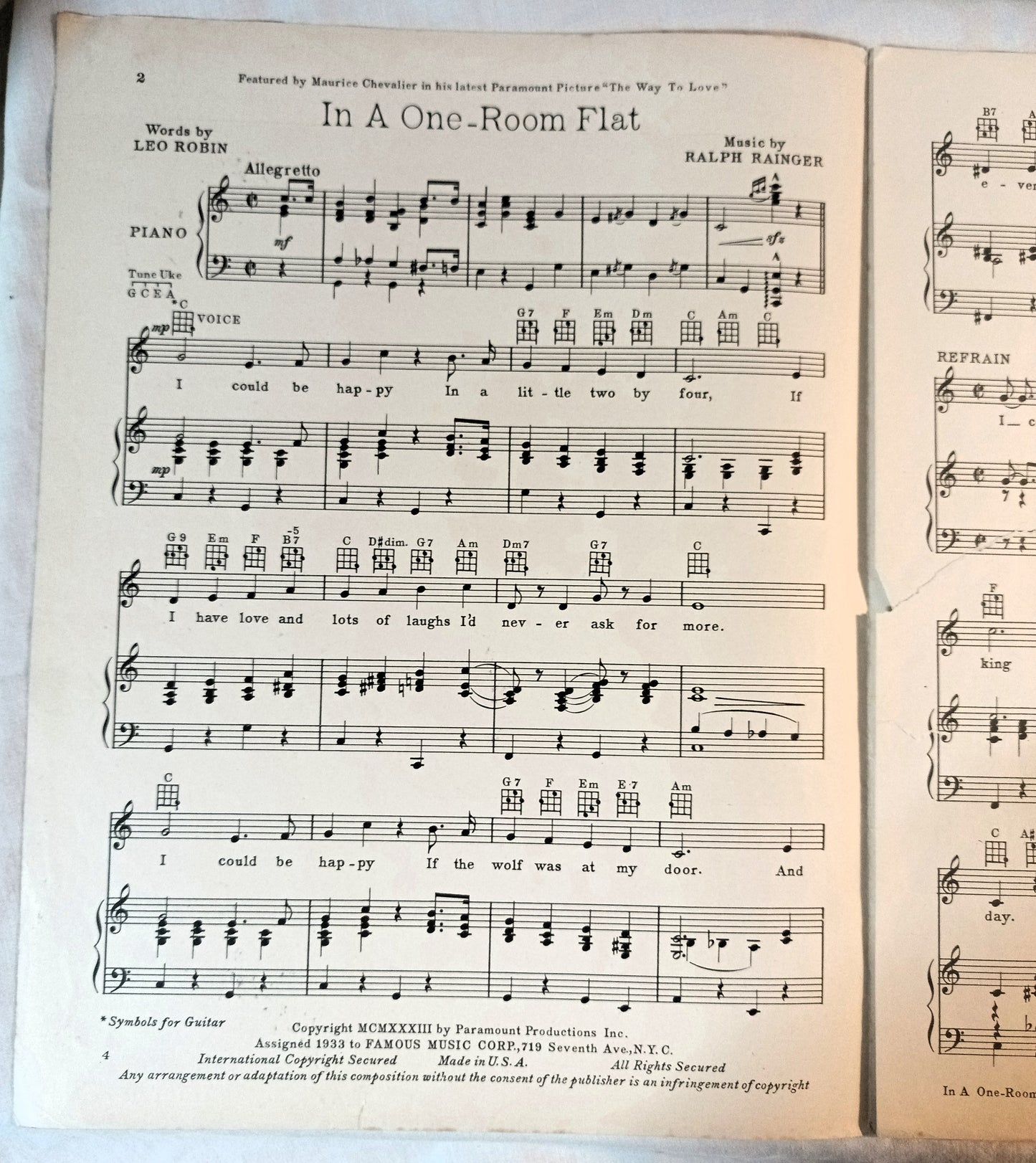 In A One Room Flat The Way To Love Maurice Chevalier Ann Dvorak 1933 - TulipStuff