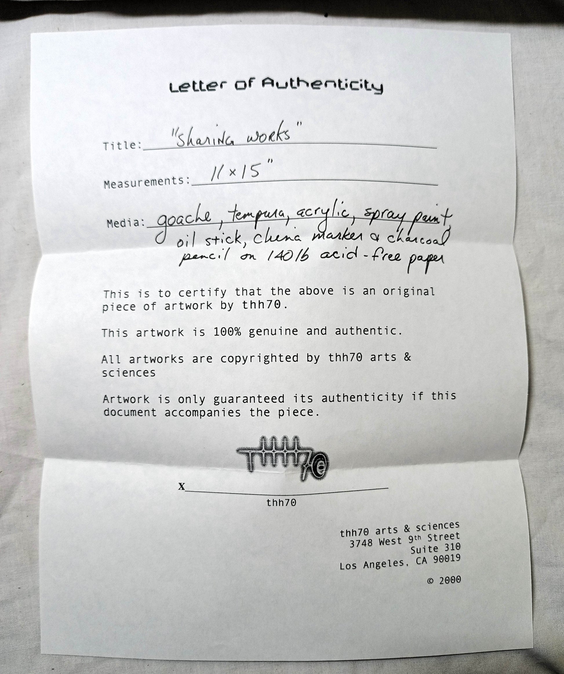 THH70 Sharing Works 11x15 Mixed Media Painting 2000 - TulipStuff