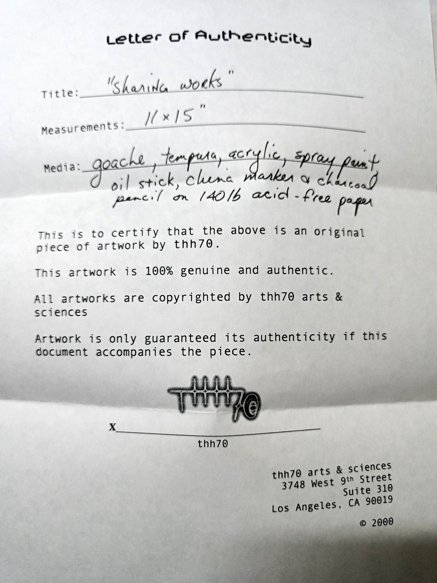 THH70 Sharing Works 11x15 Mixed Media Painting 2000 - TulipStuff