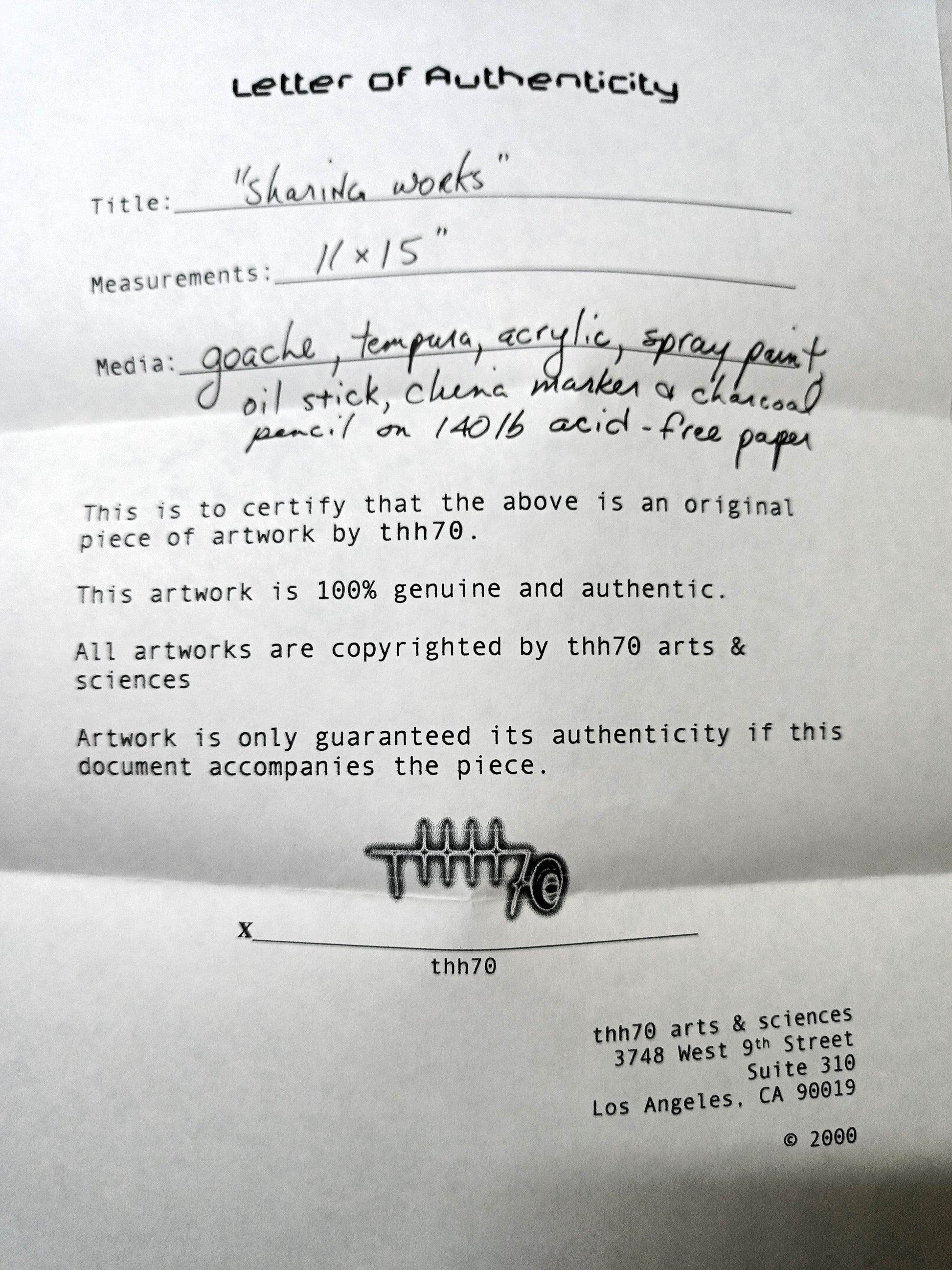 THH70 Sharing Works 11x15 Mixed Media Painting 2000 - TulipStuff