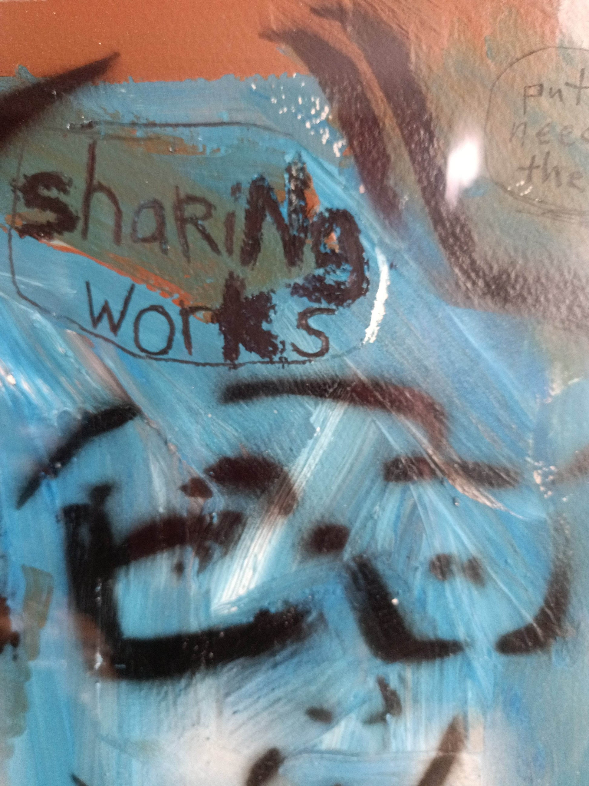 THH70 Sharing Works 11x15 Mixed Media Painting 2000 - TulipStuff