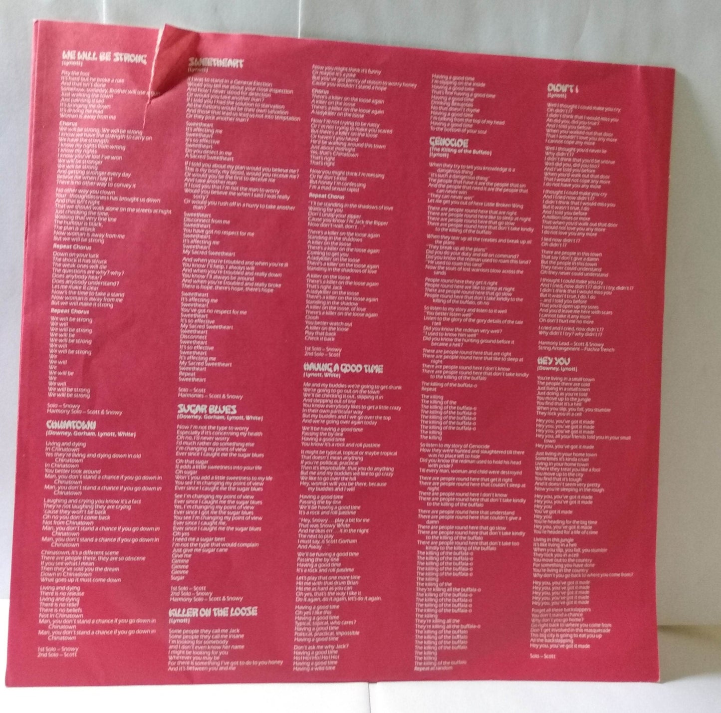 Thin Lizzy Chinatown Irish Hard Rock BSK 3496 12" Vinyl LP 1980 - TulipStuff