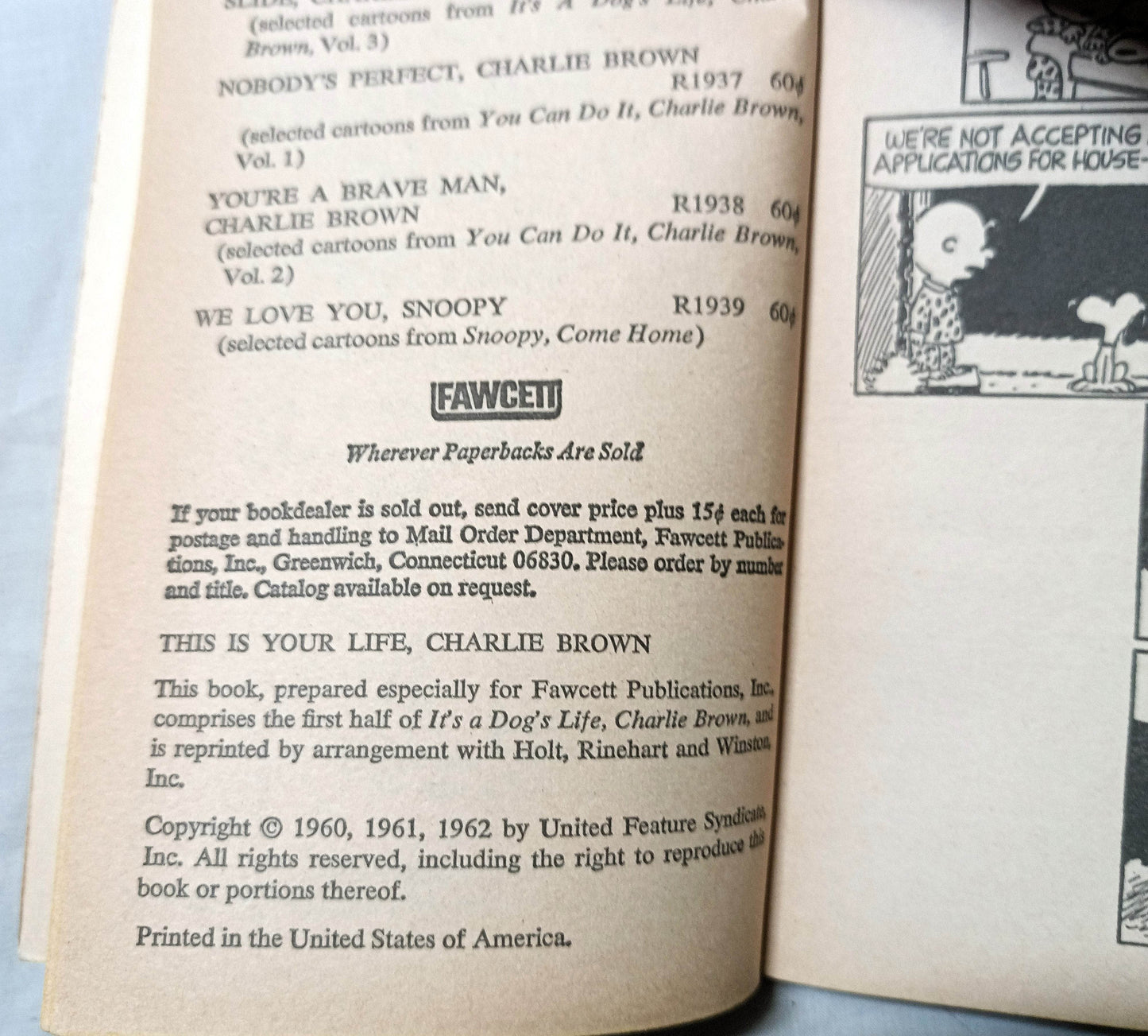 This Is Your Life Charlie Brown Peanuts Charles M Schulz Fawcett 1962 - TulipStuff