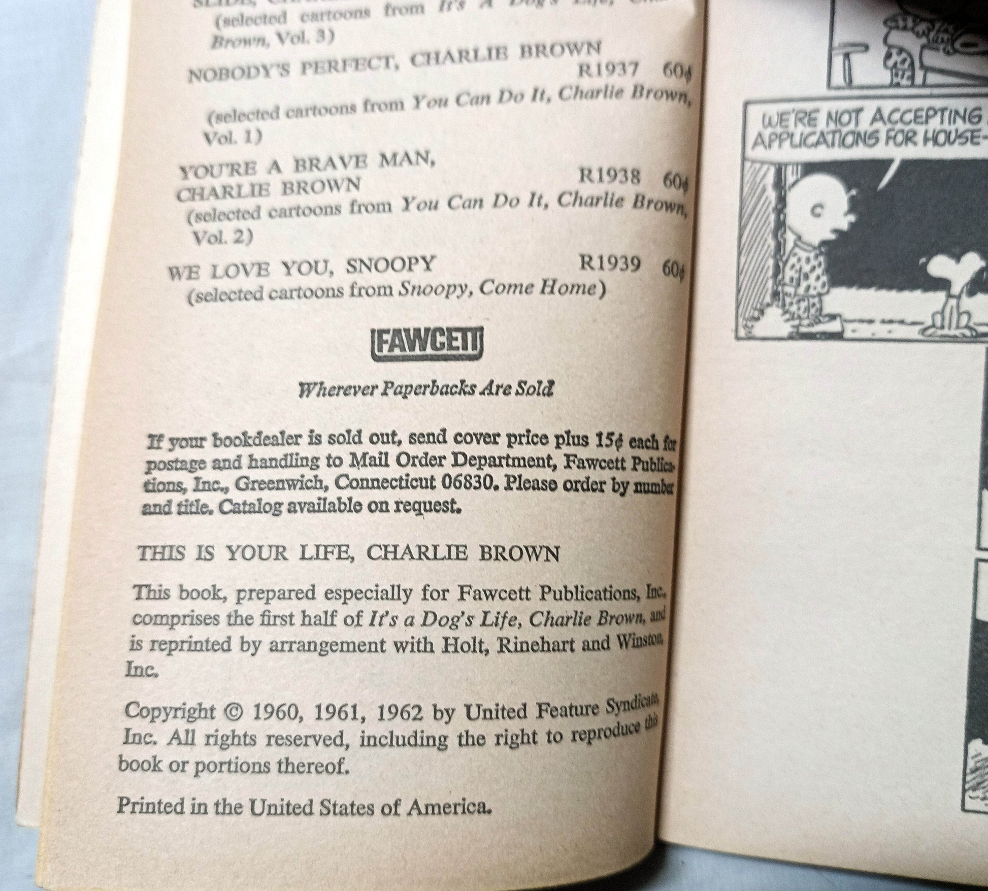 This Is Your Life Charlie Brown Peanuts Charles M Schulz Fawcett 1962 - TulipStuff