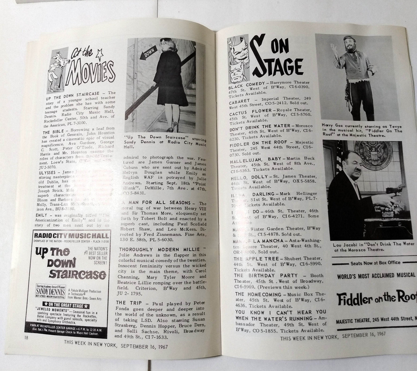 This Week In New York Sept 16-25 1967 Guide Restaurants Nightlife Broadway - TulipStuff