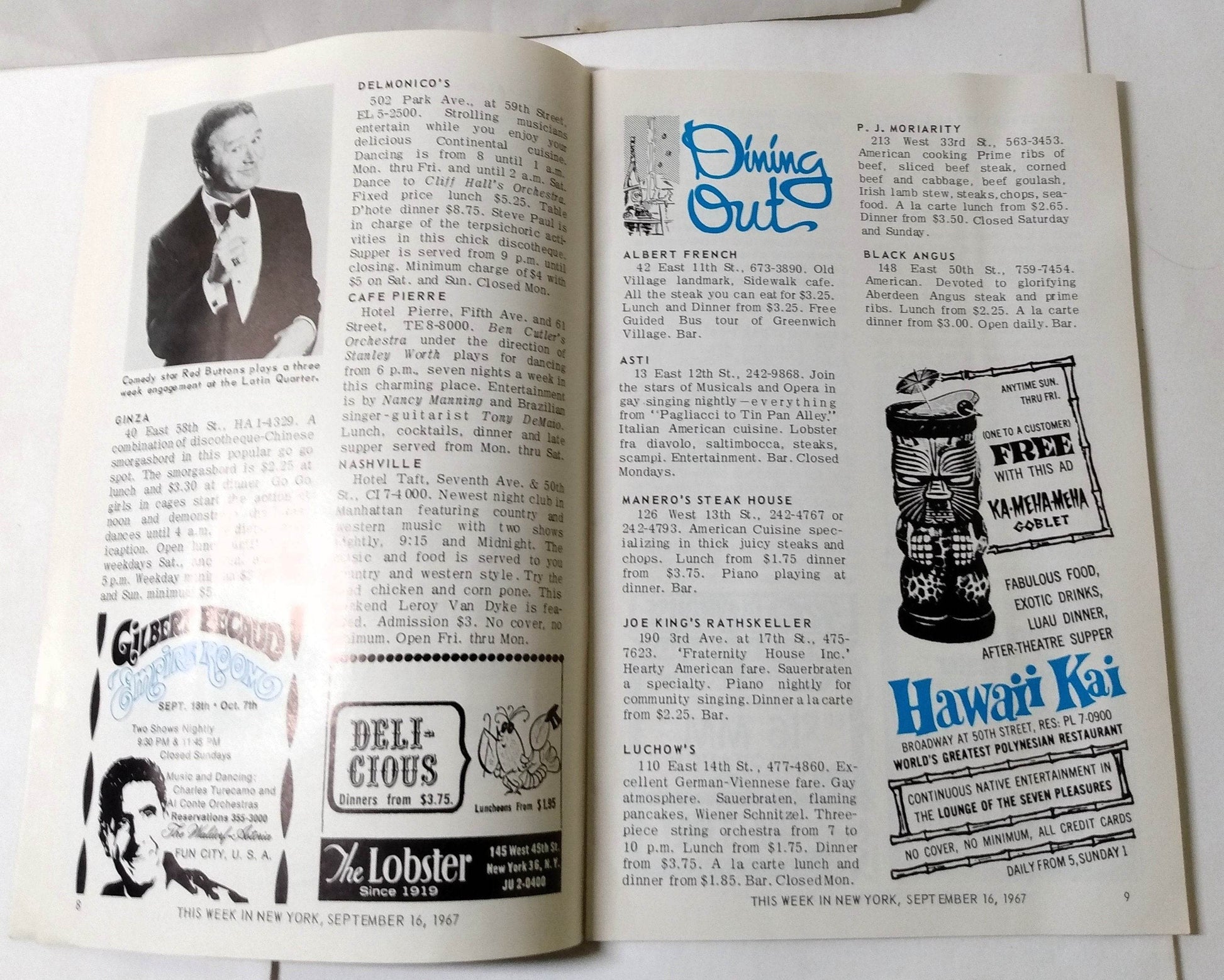 This Week In New York Sept 16-25 1967 Guide Restaurants Nightlife Broadway - TulipStuff