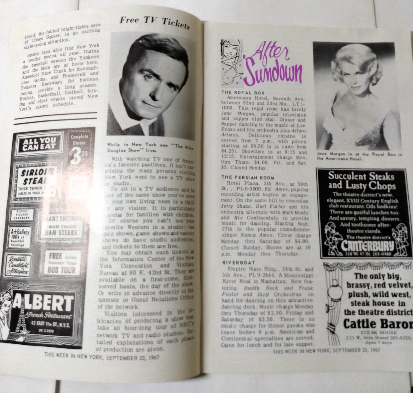 This Week In New York Sept 23-29 1967 Guide Restaurants Nightlife Sports - TulipStuff