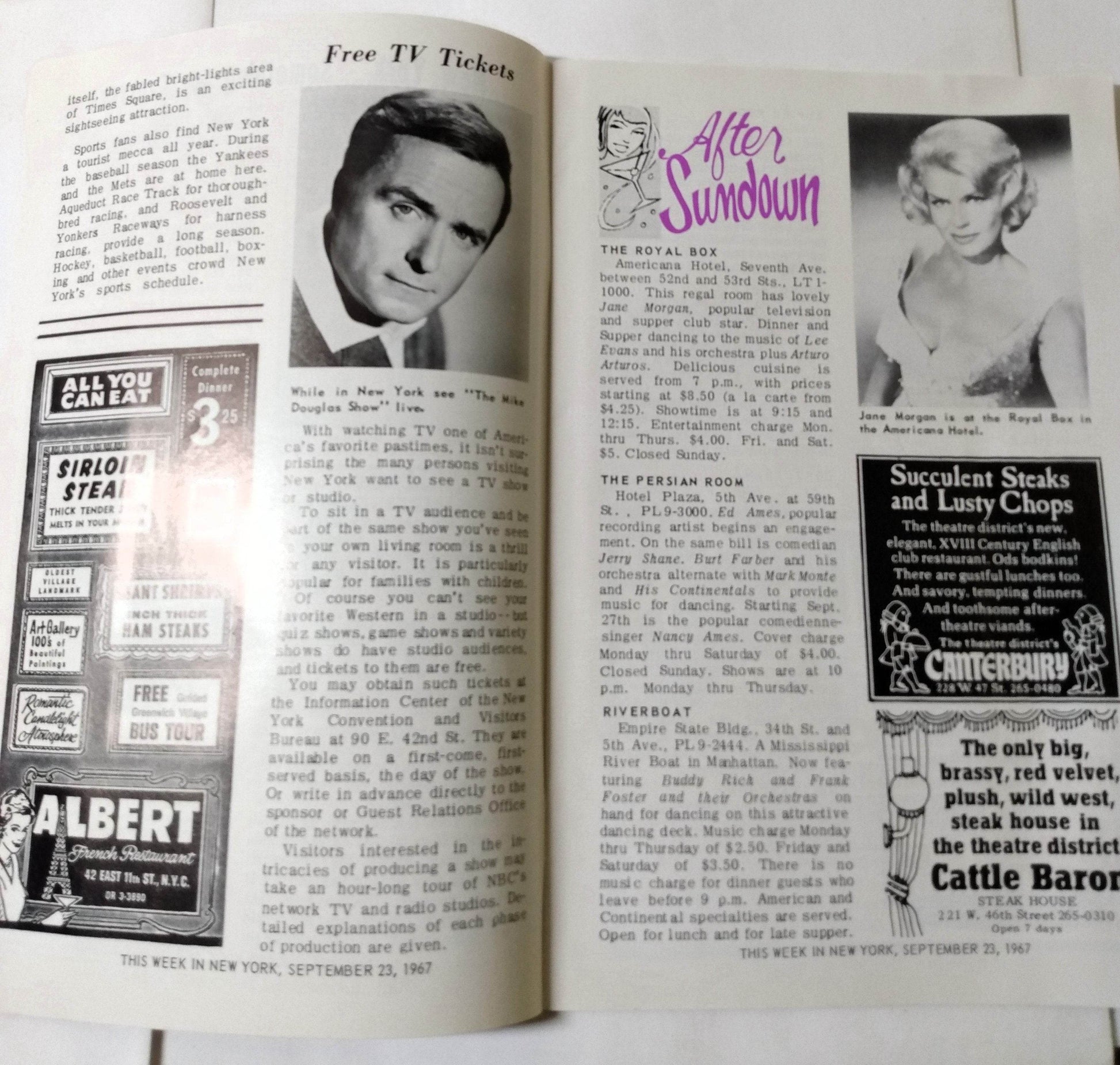 This Week In New York Sept 23-29 1967 Guide Restaurants Nightlife Sports - TulipStuff