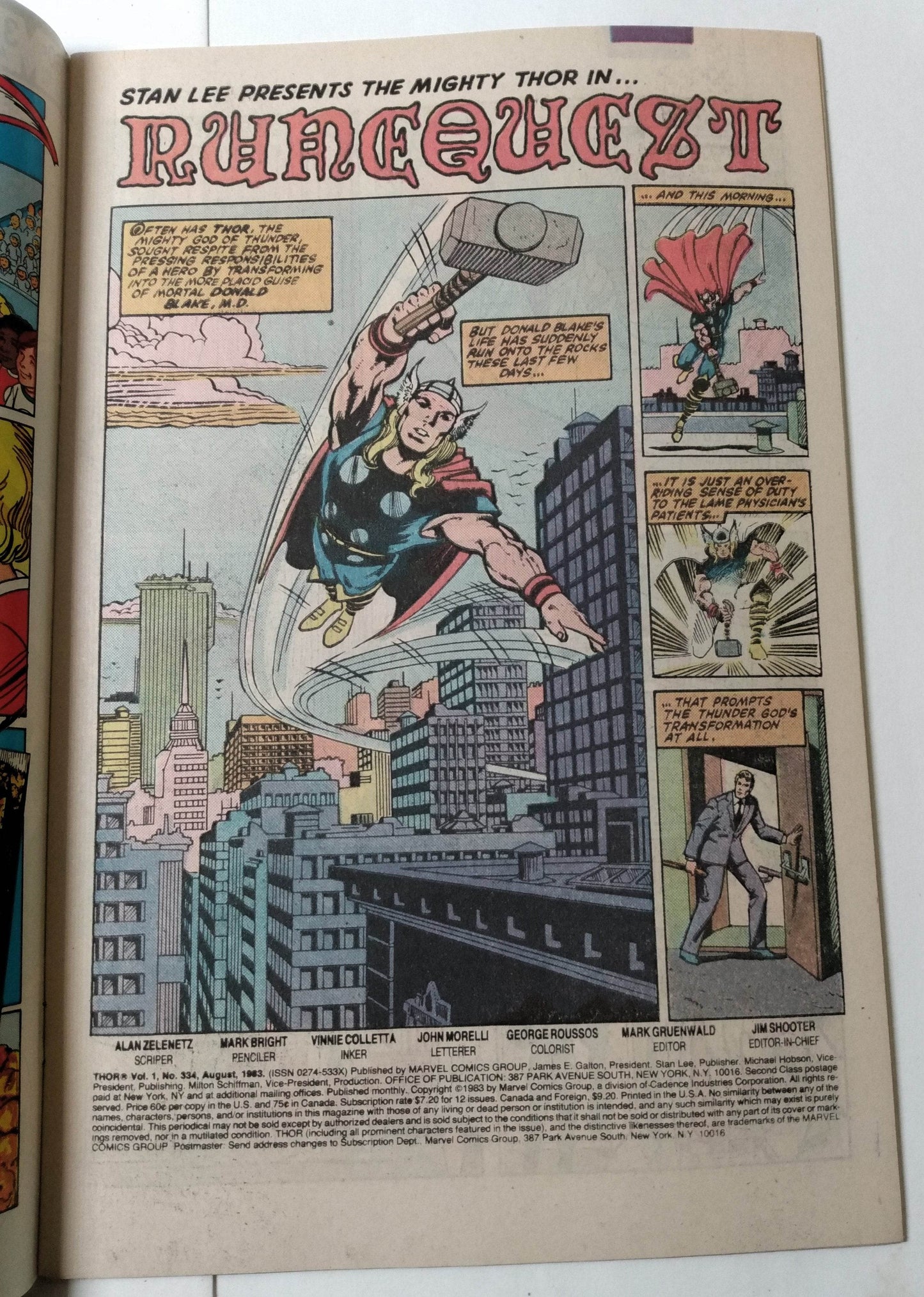 The Mighty Thor #334 August 1983 Runequest Bronze Age Marvel Comics - TulipStuff