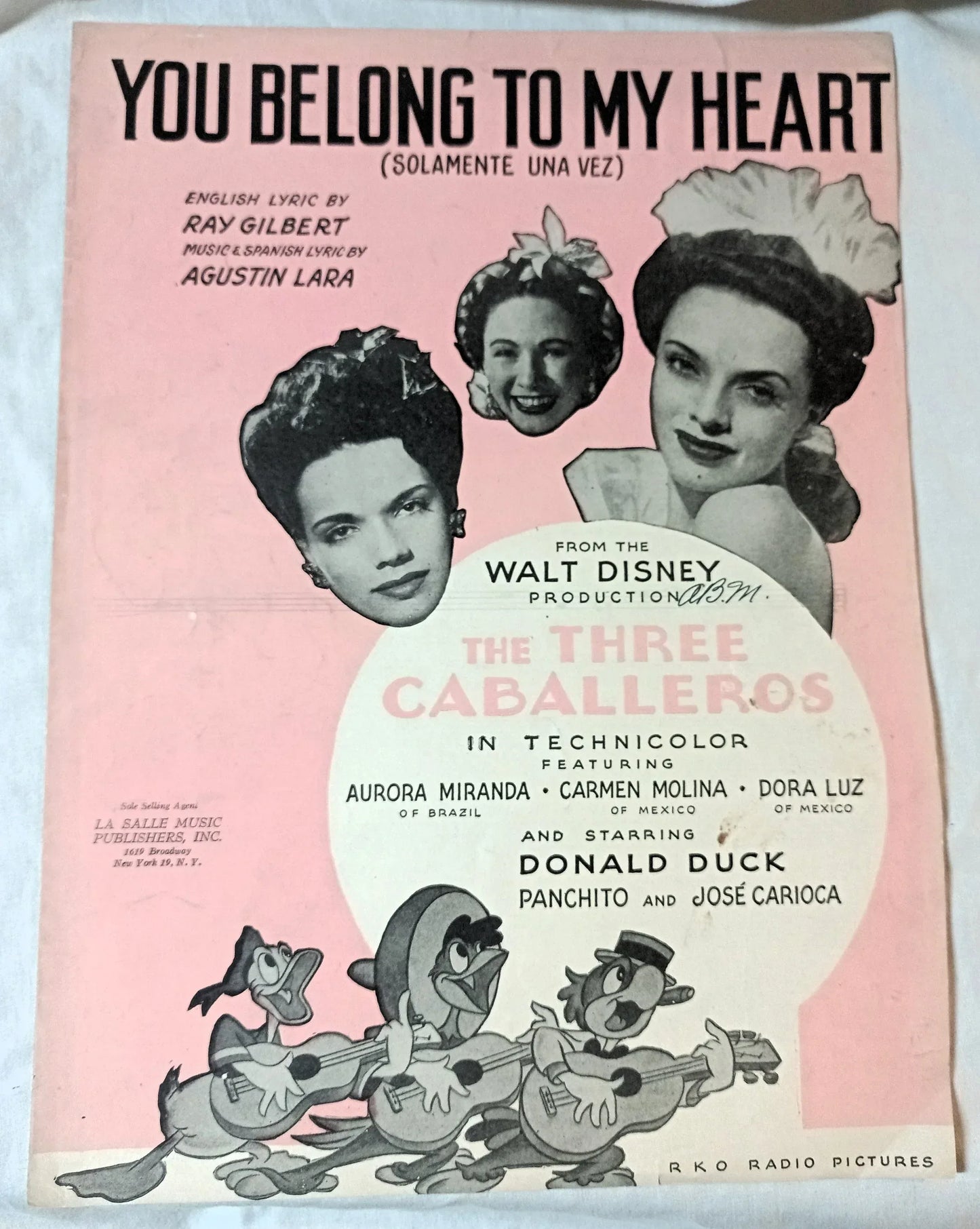 You Belong To My Heart Three Caballeros Donald Duck Sheet Music 1944 - TulipStuff
