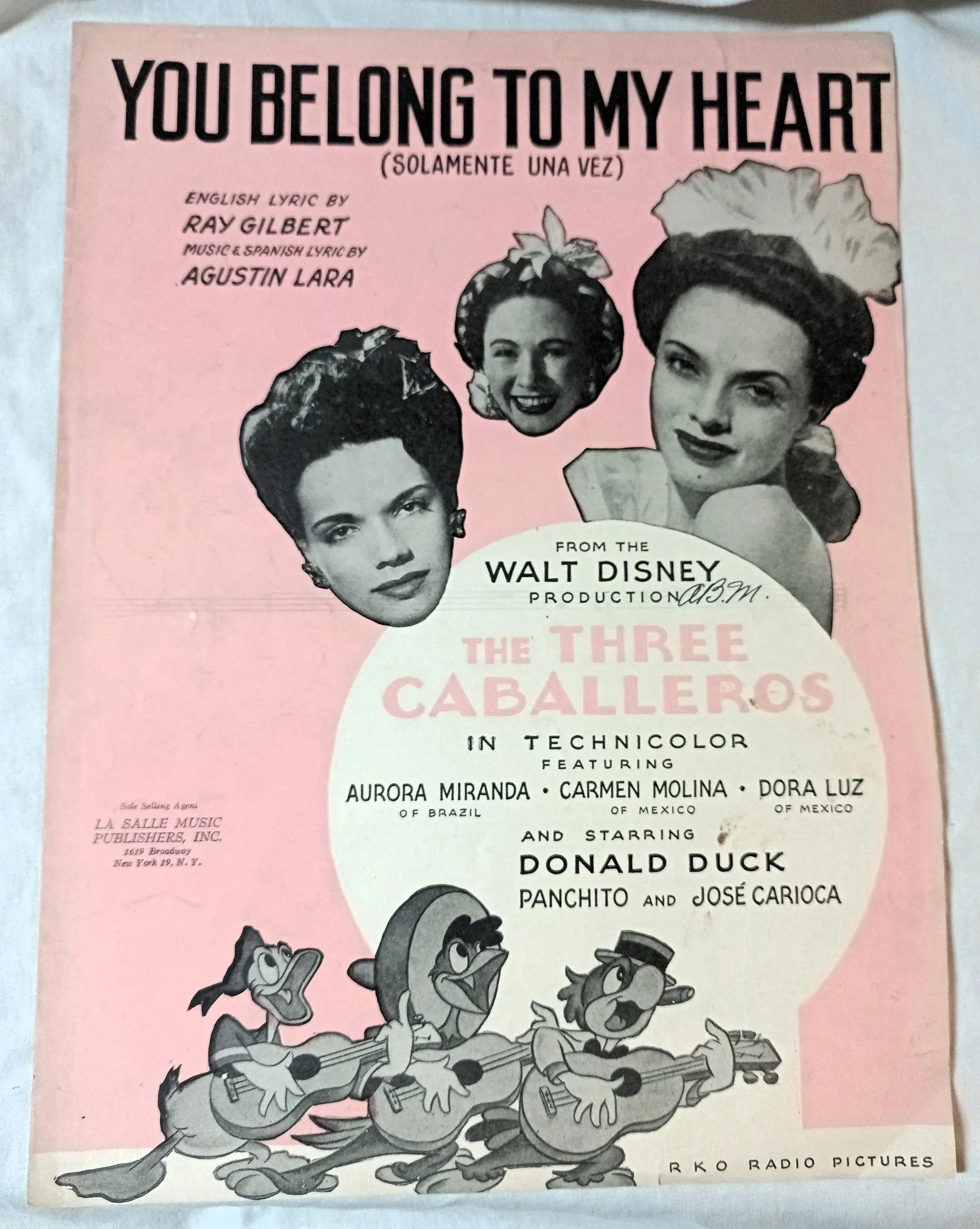 You Belong To My Heart Three Caballeros Donald Duck Sheet Music 1944 - TulipStuff