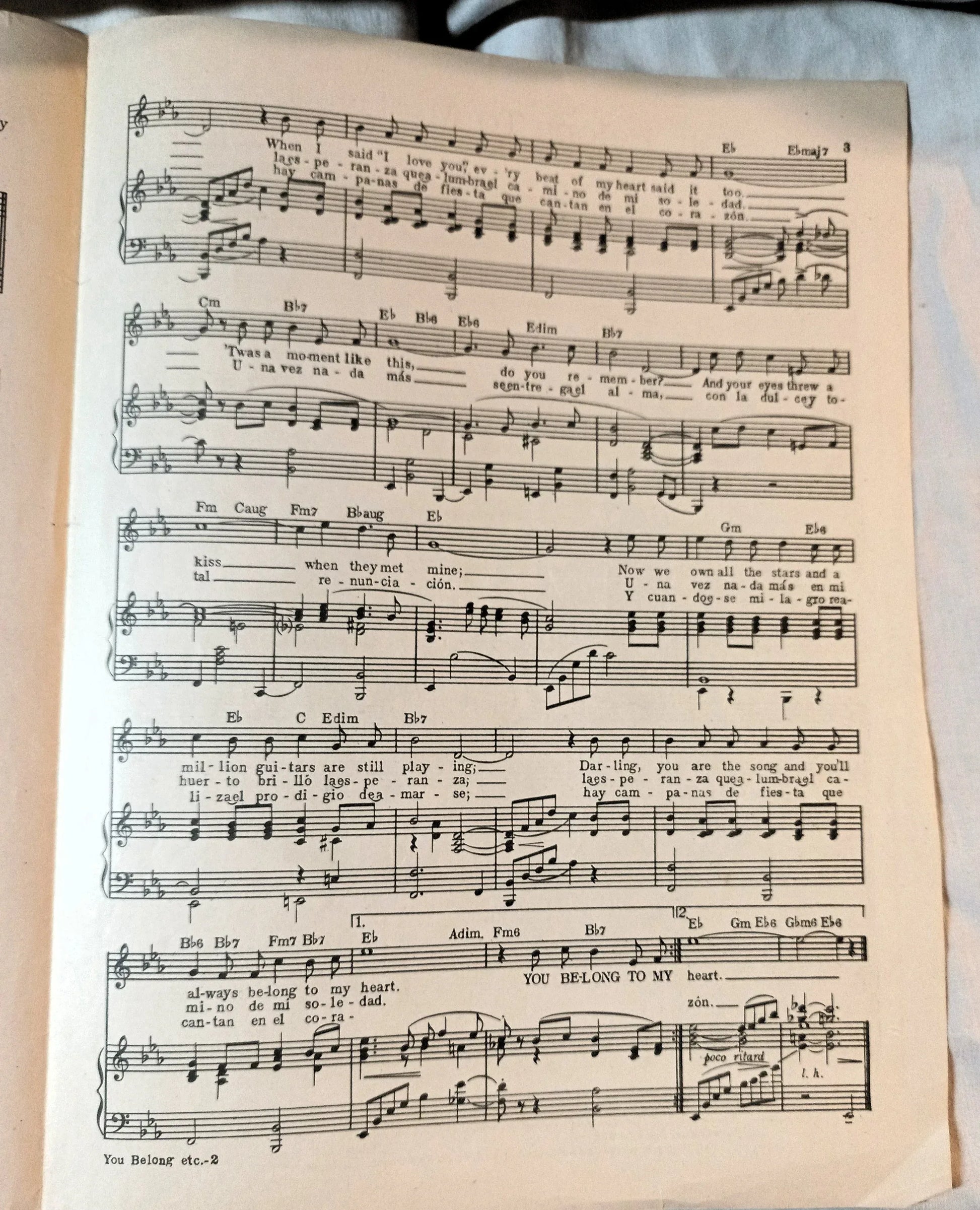 You Belong To My Heart Three Caballeros Donald Duck Sheet Music 1944 - TulipStuff