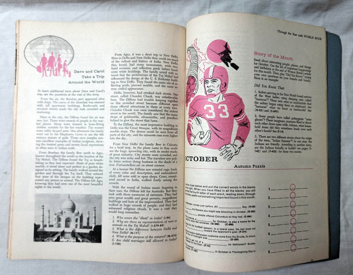 Through The Year With World Book Paperback 1960 - TulipStuff