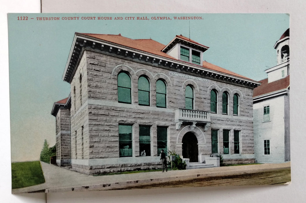 Thurston County Court House City Hall Olympia Washington 1910's Postcard - TulipStuff