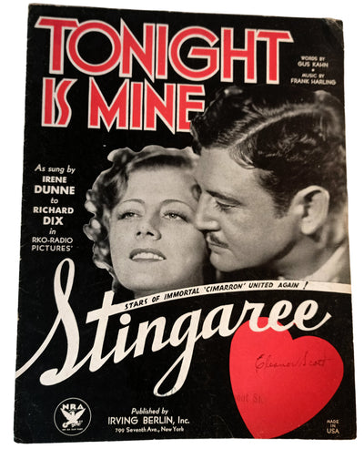 Tonight Is Mine Stingaree Irene Dunn Richard Dix Sheet Music 1934 - TulipStuff