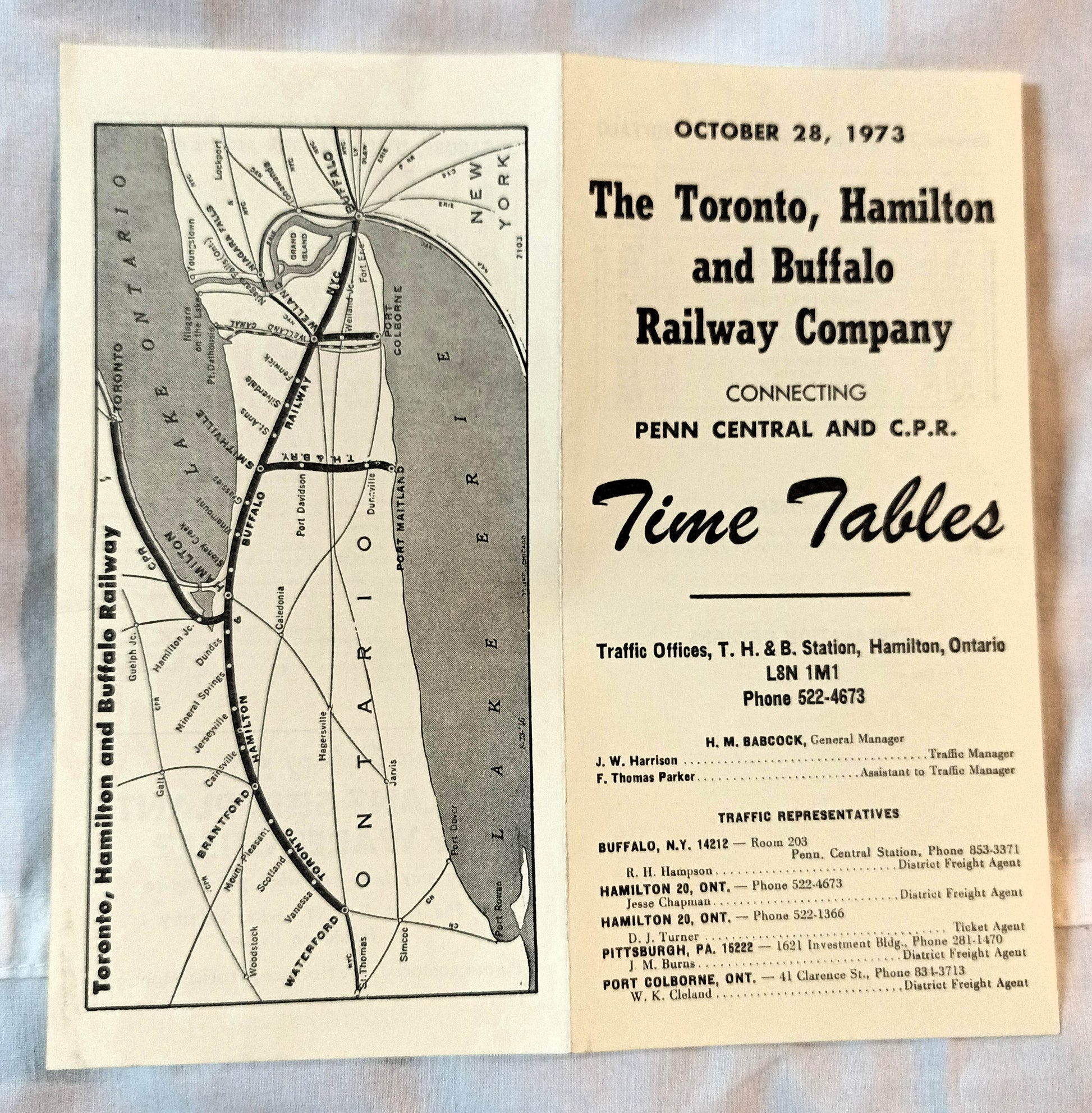 Toronto Hamilton And Buffalo Railway Company Timetables 1973 - TulipStuff