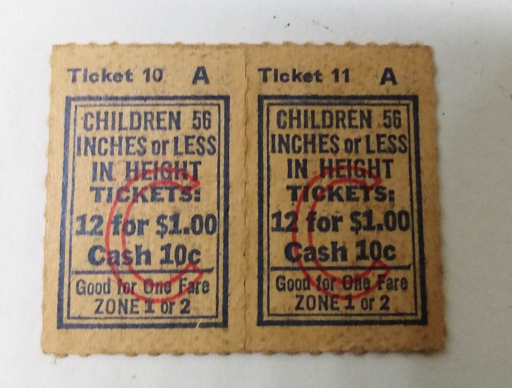 Toronto Transit Commission Children's Tickets 10 Cents 1970's Vintage - TulipStuff