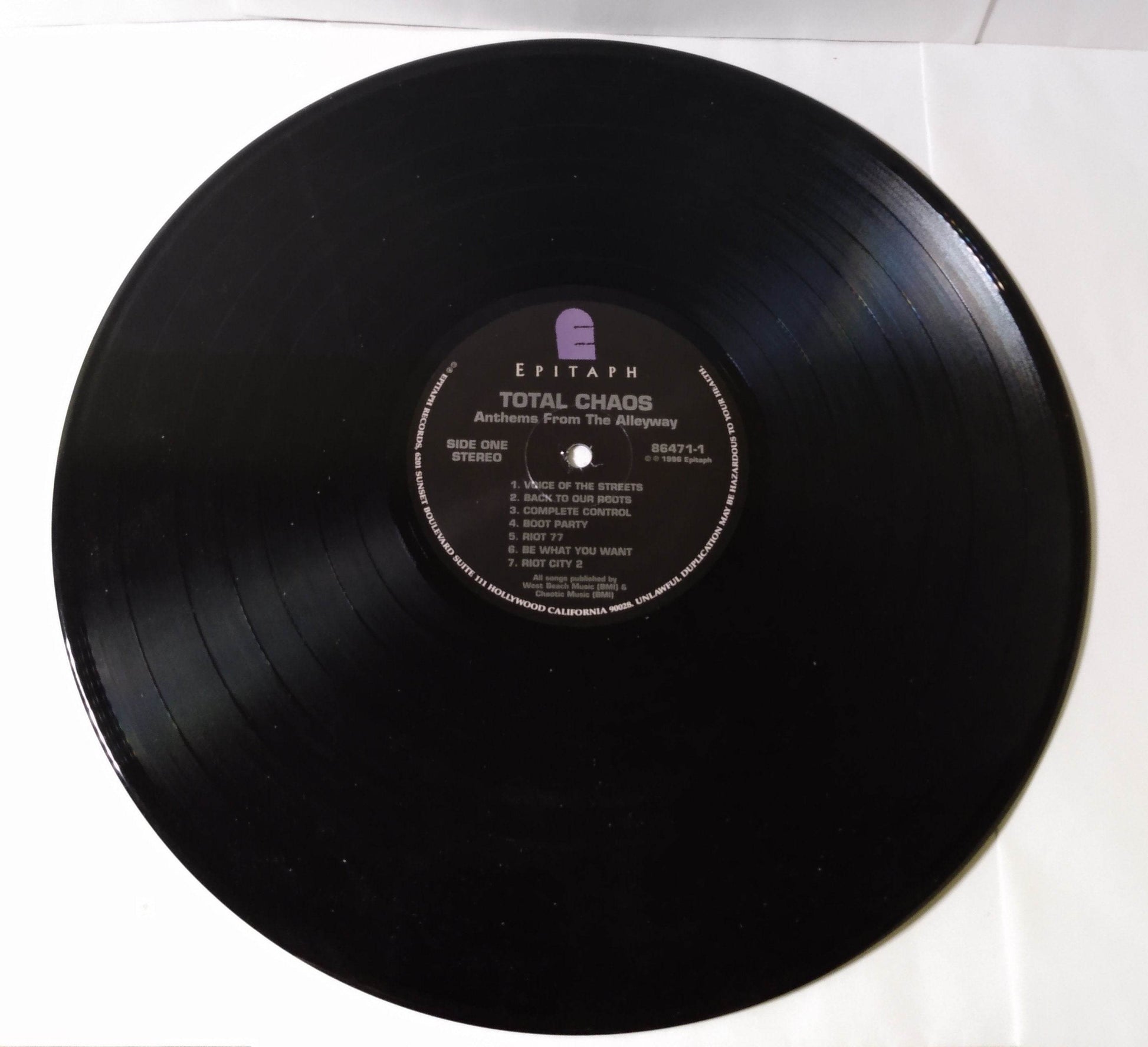 Total Chaos Anthems From The Alleyway Street Punk 12" Vinyl LP 1996 - TulipStuff