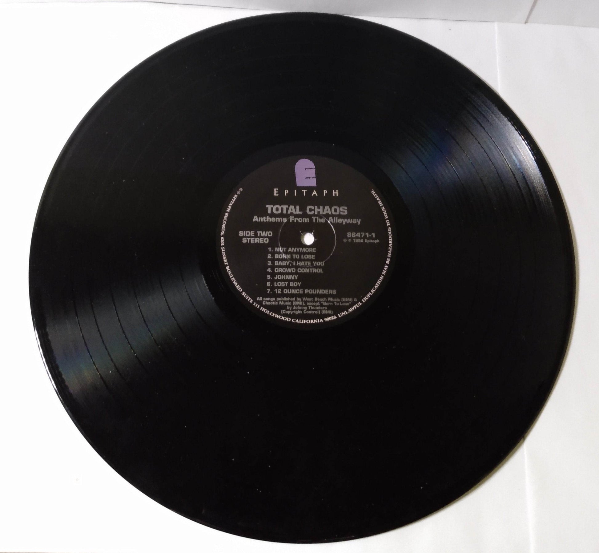 Total Chaos Anthems From The Alleyway Street Punk 12" Vinyl LP 1996 - TulipStuff