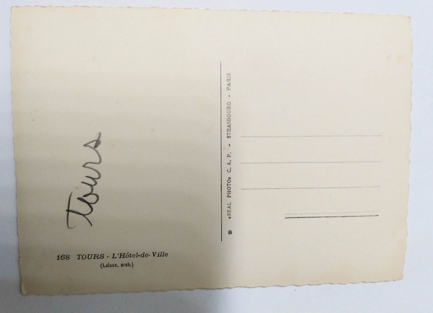 Tours L'Hotel de Ville France 1910's Real Photo Postcard - TulipStuff