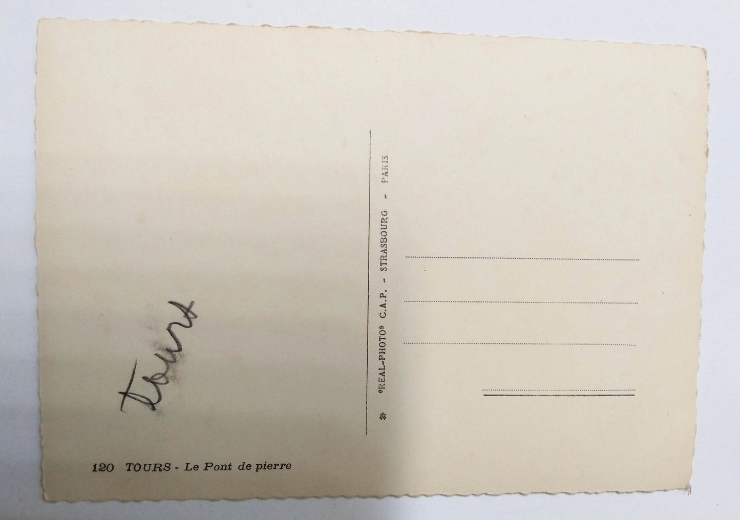 Tours Le Pont De Pierre Stone Bridge France 1910's Real Photo Postcard - TulipStuff