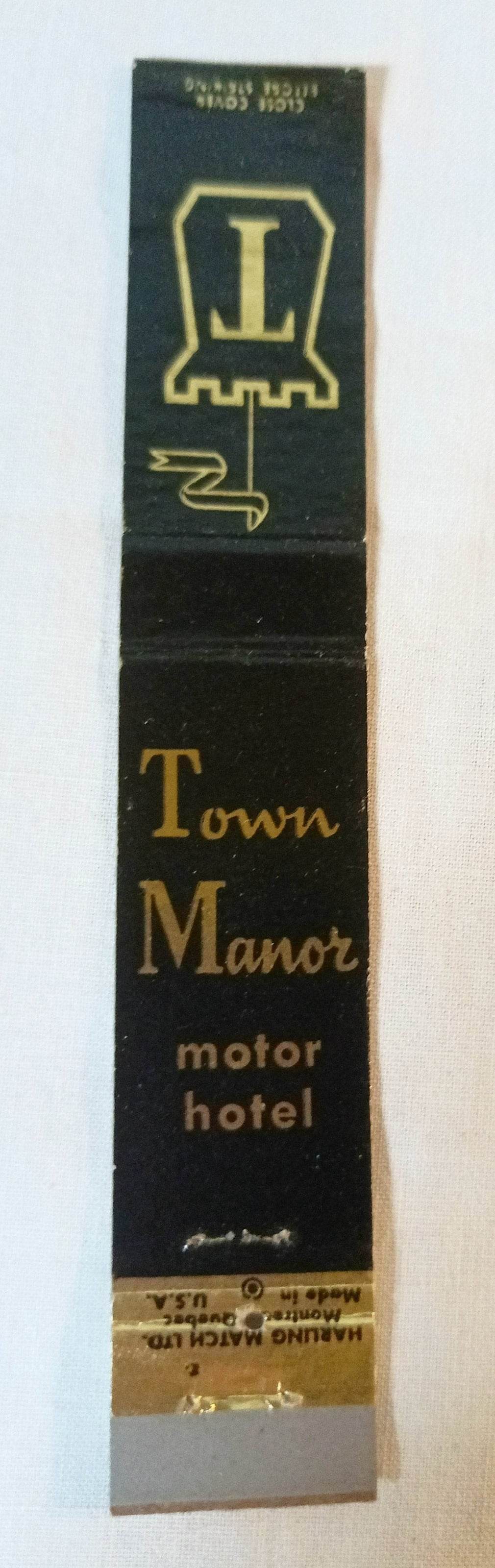 Town Manor Motor Hotel Hamilton Ontario Canada Matchbook Cover 1960's - TulipStuff