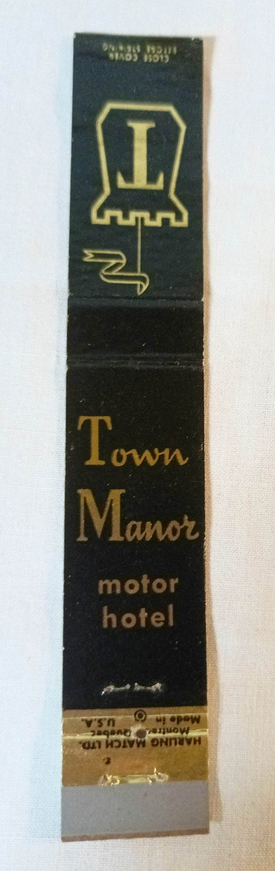 Town Manor Motor Hotel Hamilton Ontario Canada Matchbook Cover 1960's - TulipStuff
