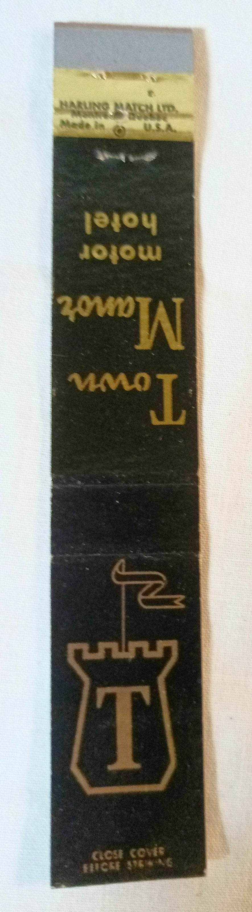 Town Manor Motor Hotel Hamilton Ontario Canada Matchbook Cover 1960's - TulipStuff