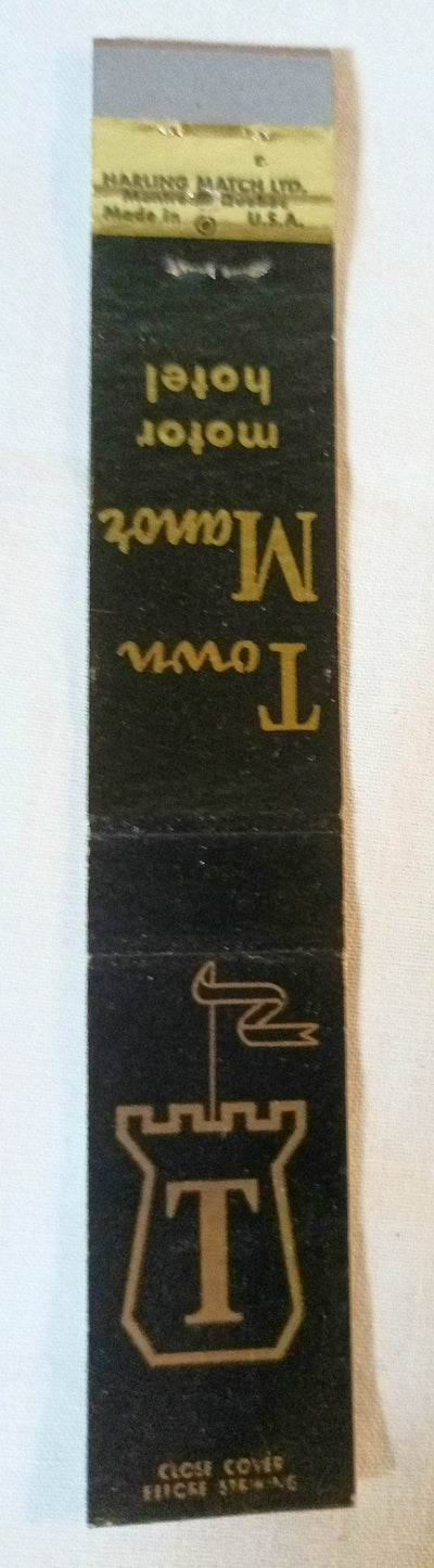 Town Manor Motor Hotel Hamilton Ontario Canada Matchbook Cover 1960's - TulipStuff