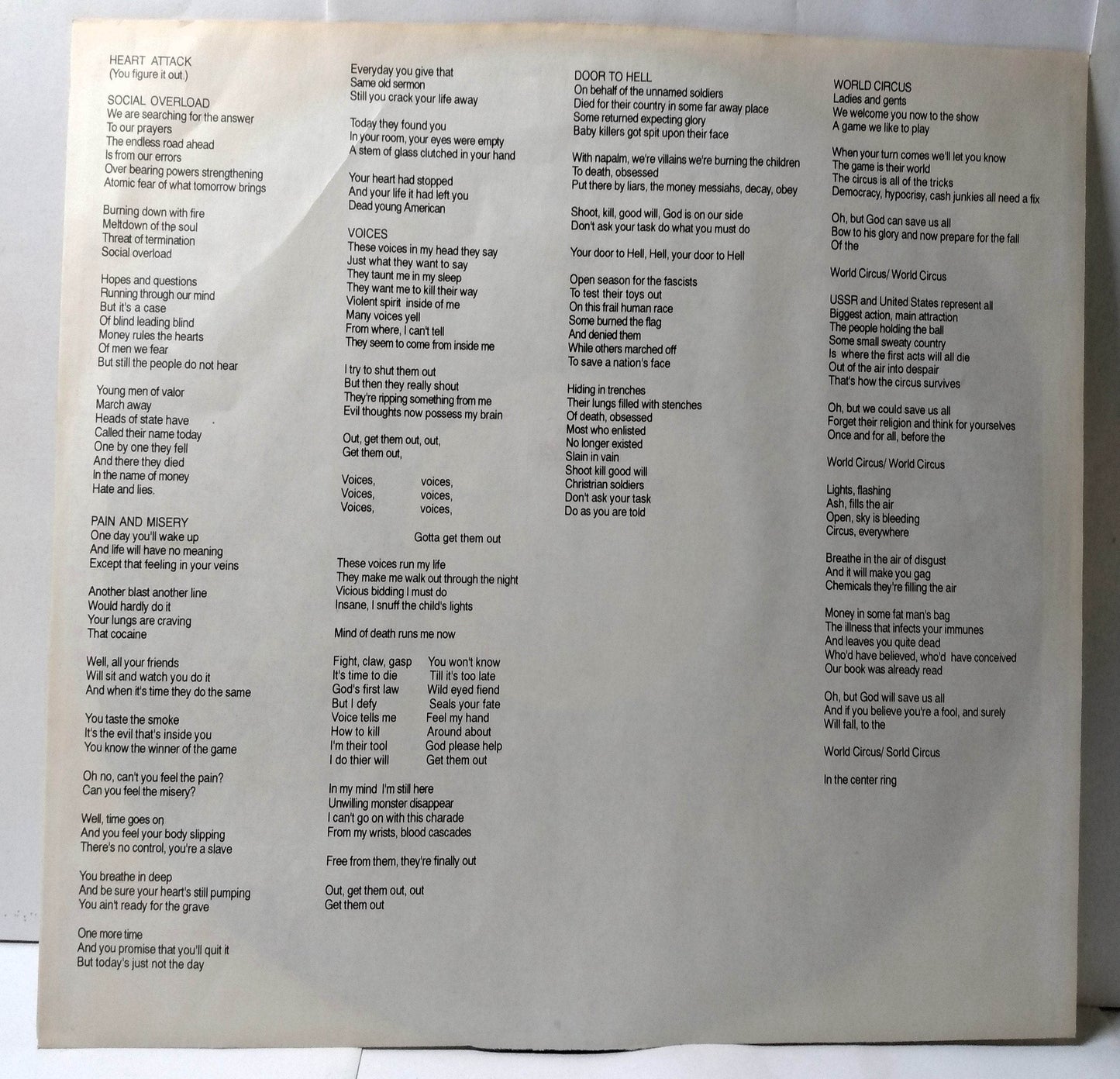 Toxik World Circus Roadracer Thrash Speed Metal 12 inch Vinyl LP 1988 - TulipStuff