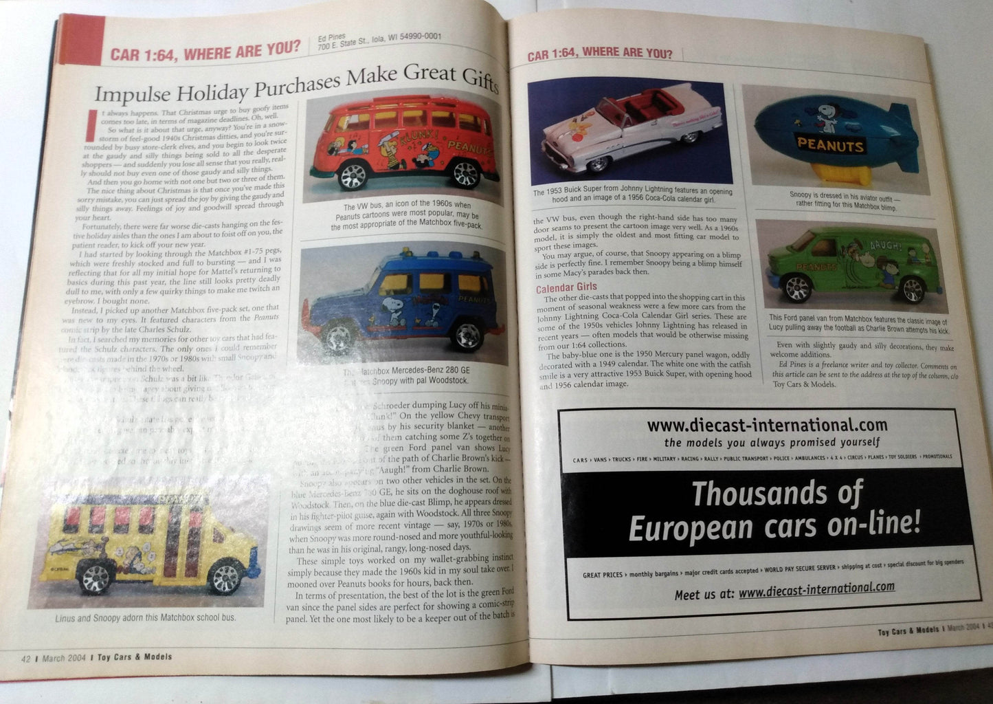 Toy Cars & Models Magazine March 2004 Monogram Hot Wheels Slot Cars - TulipStuff