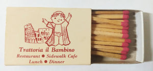 Trattoria il Bambino Sidewalk Cafe University Place NYC Matchbox 1990's - TulipStuff