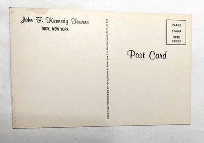 Greetings From Troy New York John F Kennedy Towers Postcard 1960's - TulipStuff