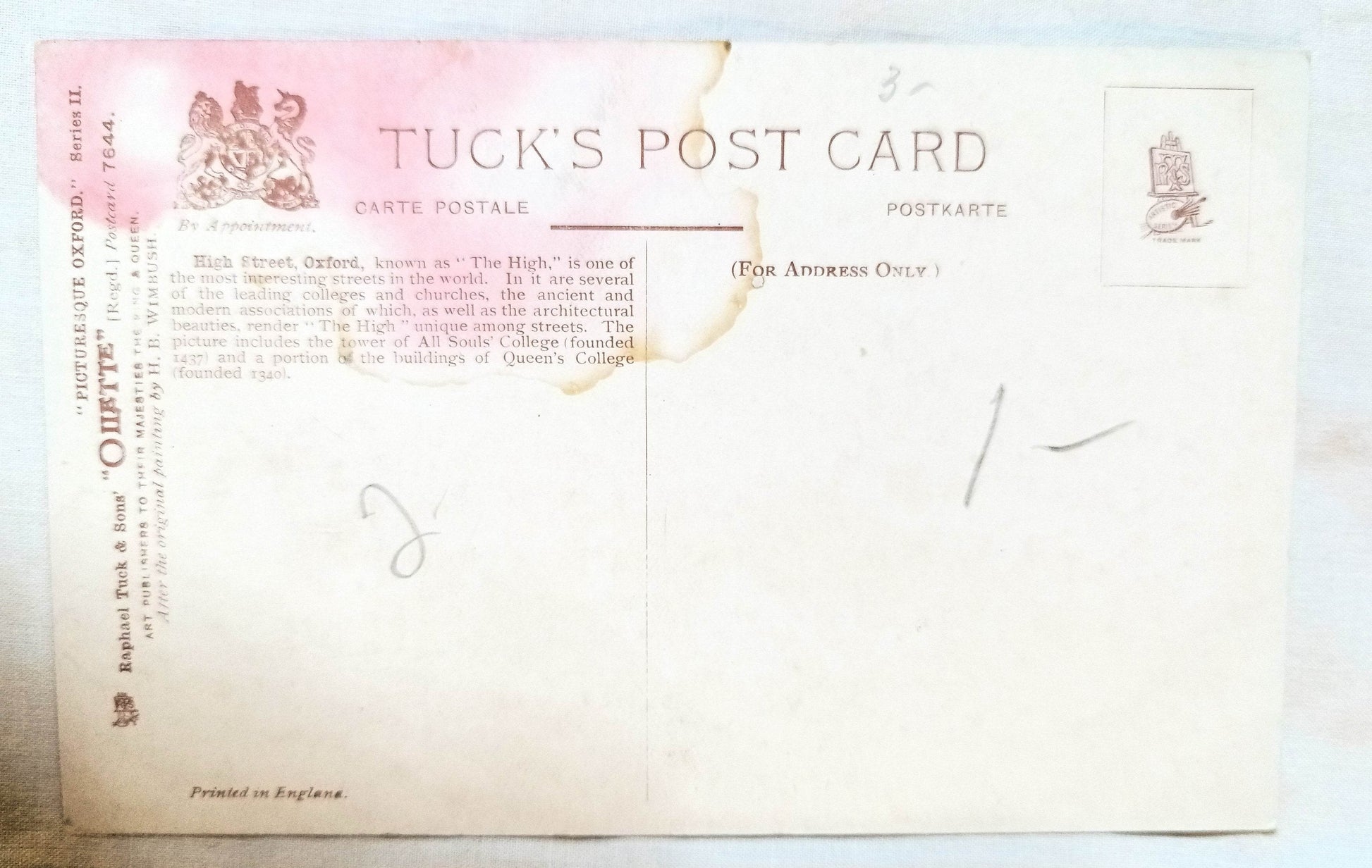 Oxford High Street Raphael Tuck Oilette #7644 Picturesque Oxford 1910 - TulipStuff