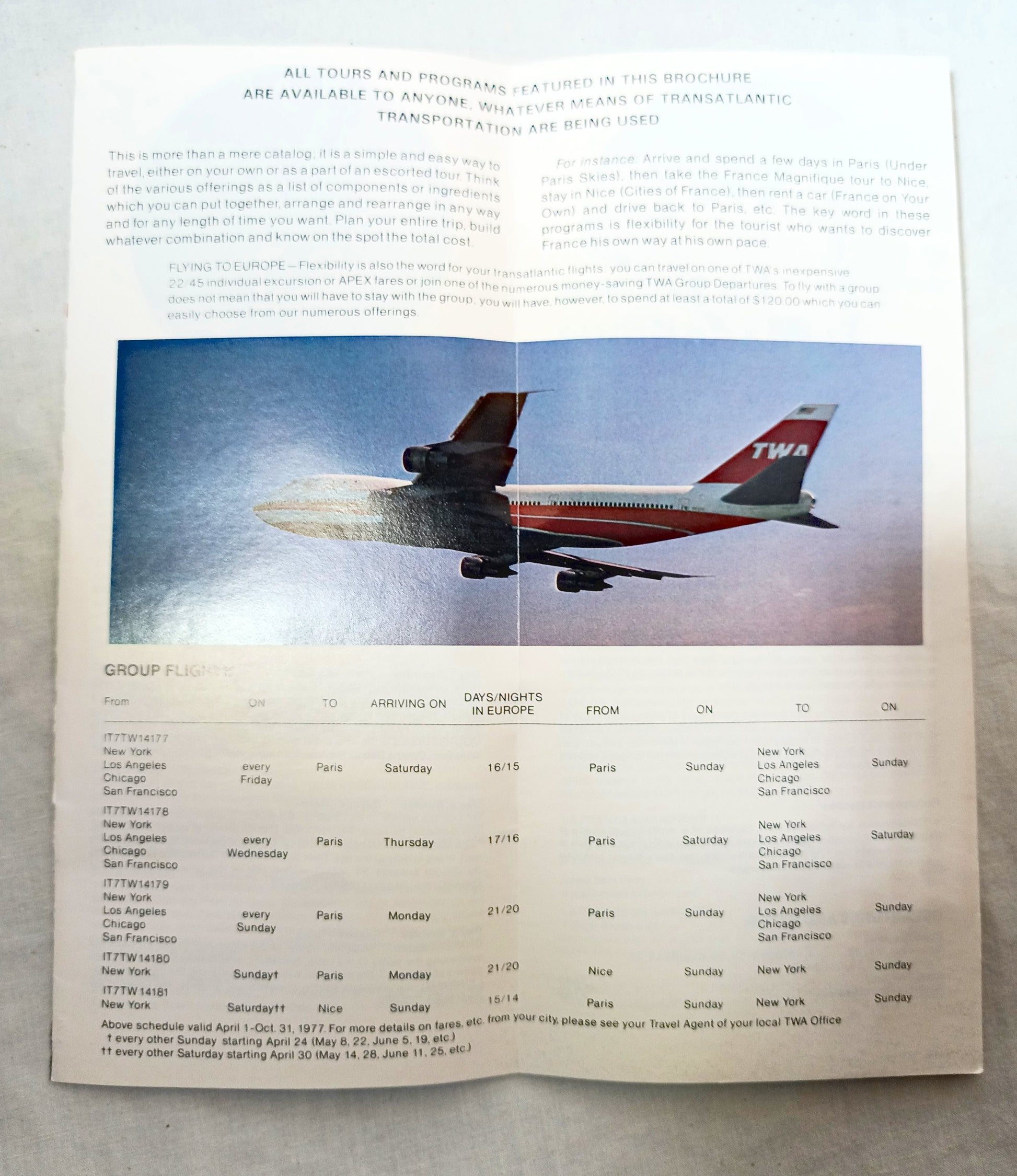 TWA Trans World Airlines Destination France Tour Brochure 1977 - TulipStuff