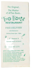 Load image into Gallery viewer, Two Boots Pizza Restaurant Original Location Takeout Menu Early 2000&#39;s - TulipStuff
