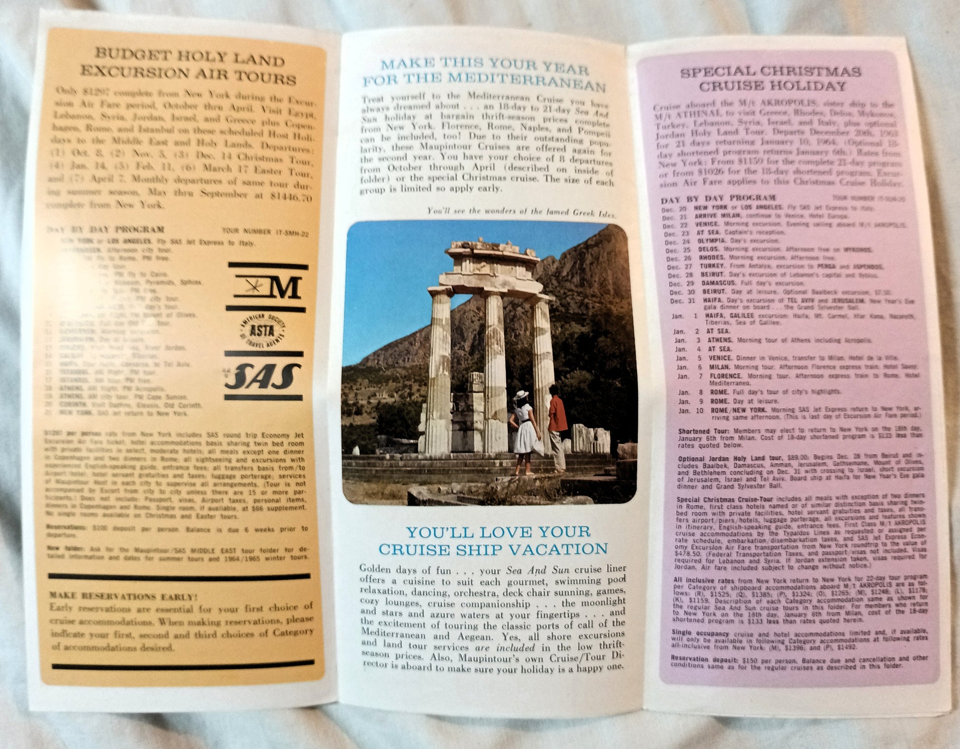 Typaldos Lines Akropolis Athinai Mapintours 1963-64 Cruise Tours - TulipStuff