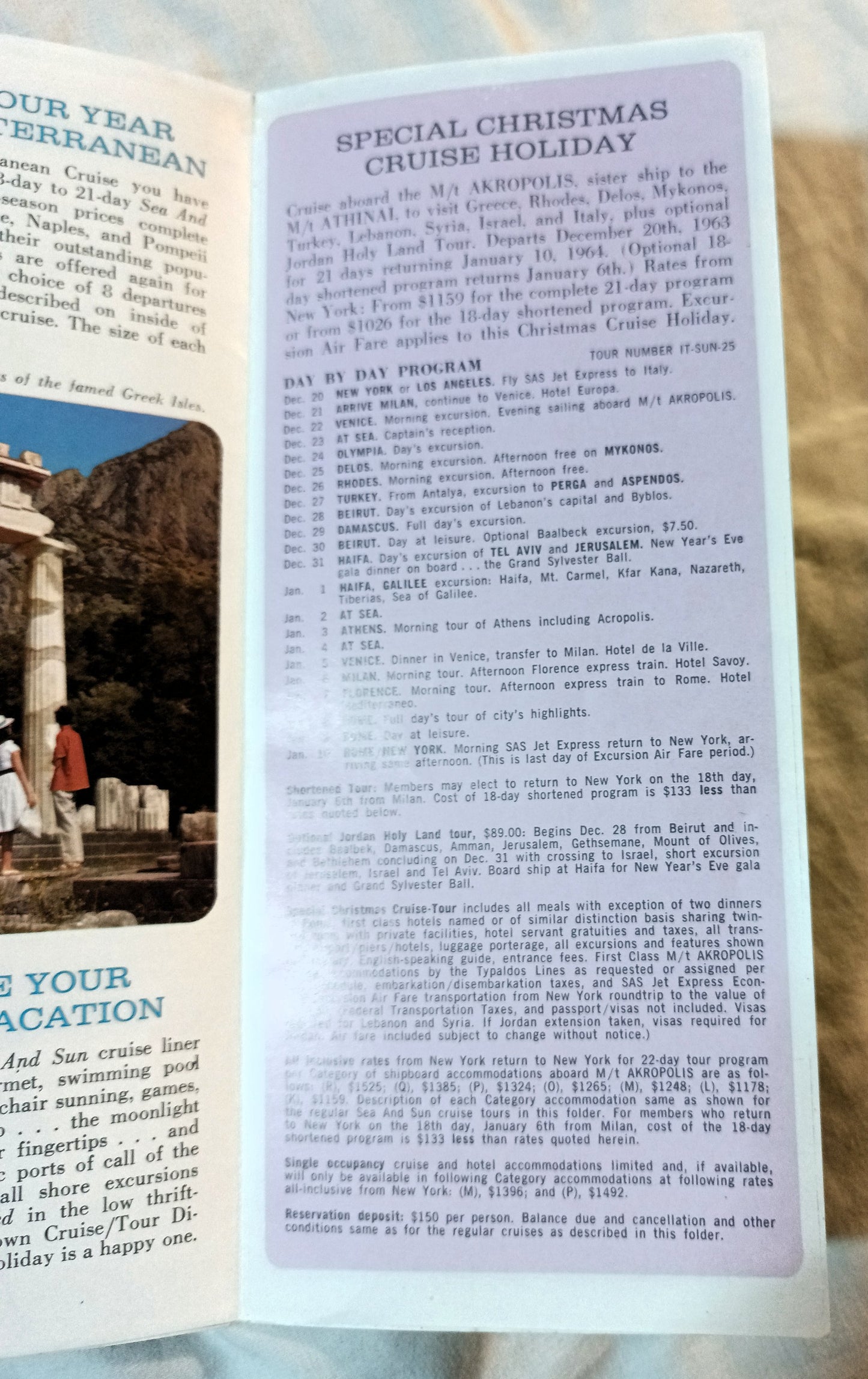 Typaldos Lines Akropolis Athinai Mapintours 1963-64 Cruise Tours - TulipStuff