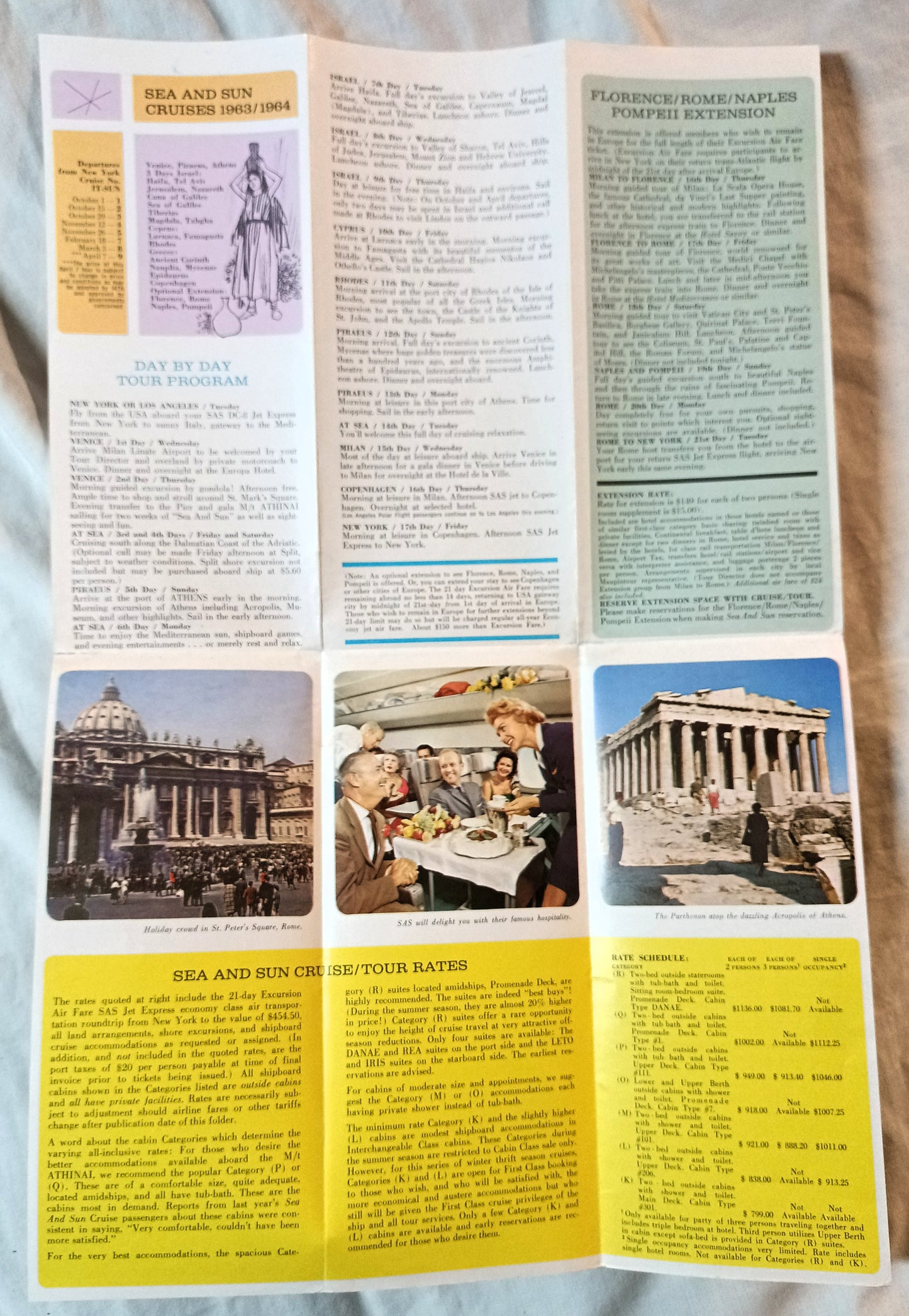 Typaldos Lines Akropolis Athinai Mapintours 1963-64 Cruise Tours - TulipStuff