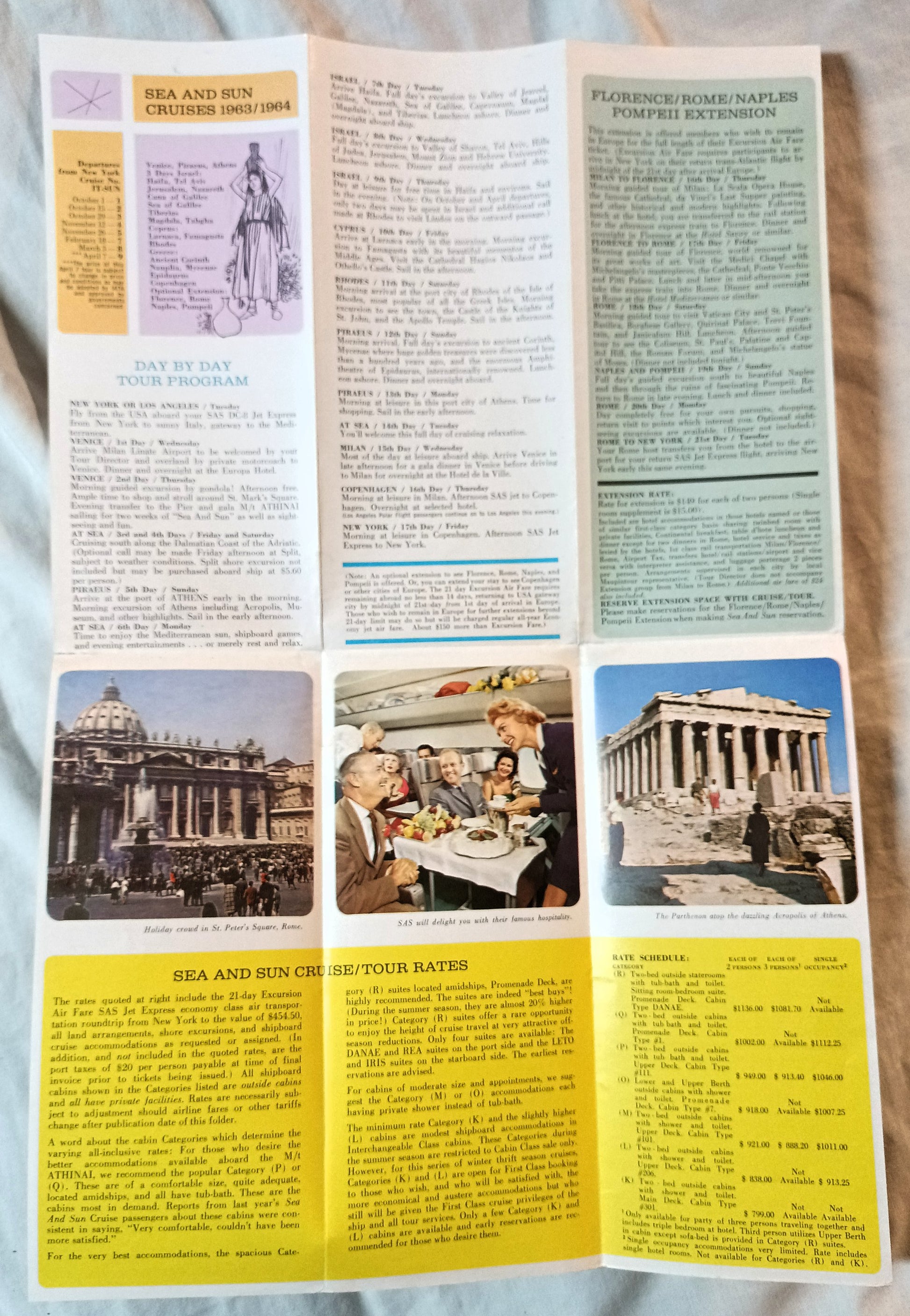 Typaldos Lines Akropolis Athinai Mapintours 1963-64 Cruise Tours - TulipStuff