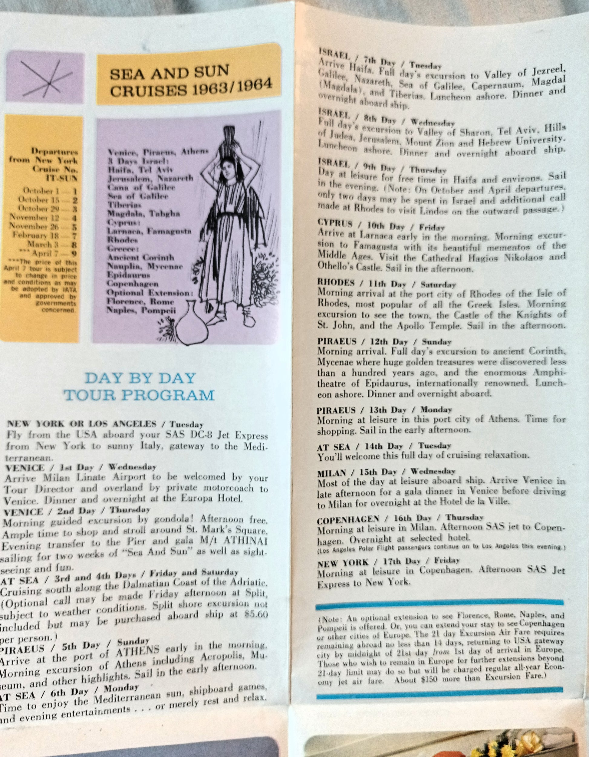 Typaldos Lines Akropolis Athinai Mapintours 1963-64 Cruise Tours - TulipStuff