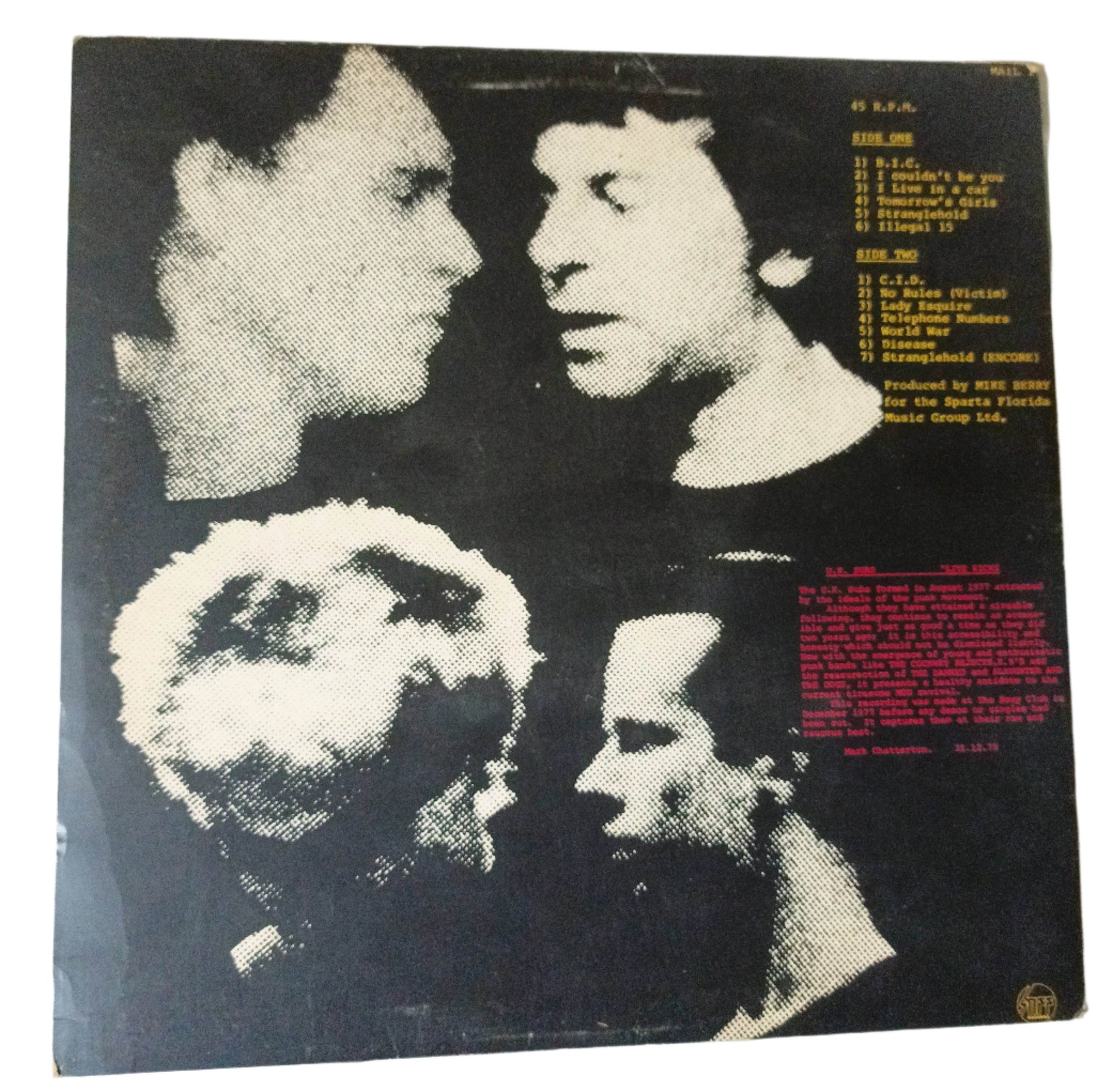 U.K. Subs Live Kicks 45RPM Album 12" Vinyl Stiff Records UK 1980 - TulipStuff