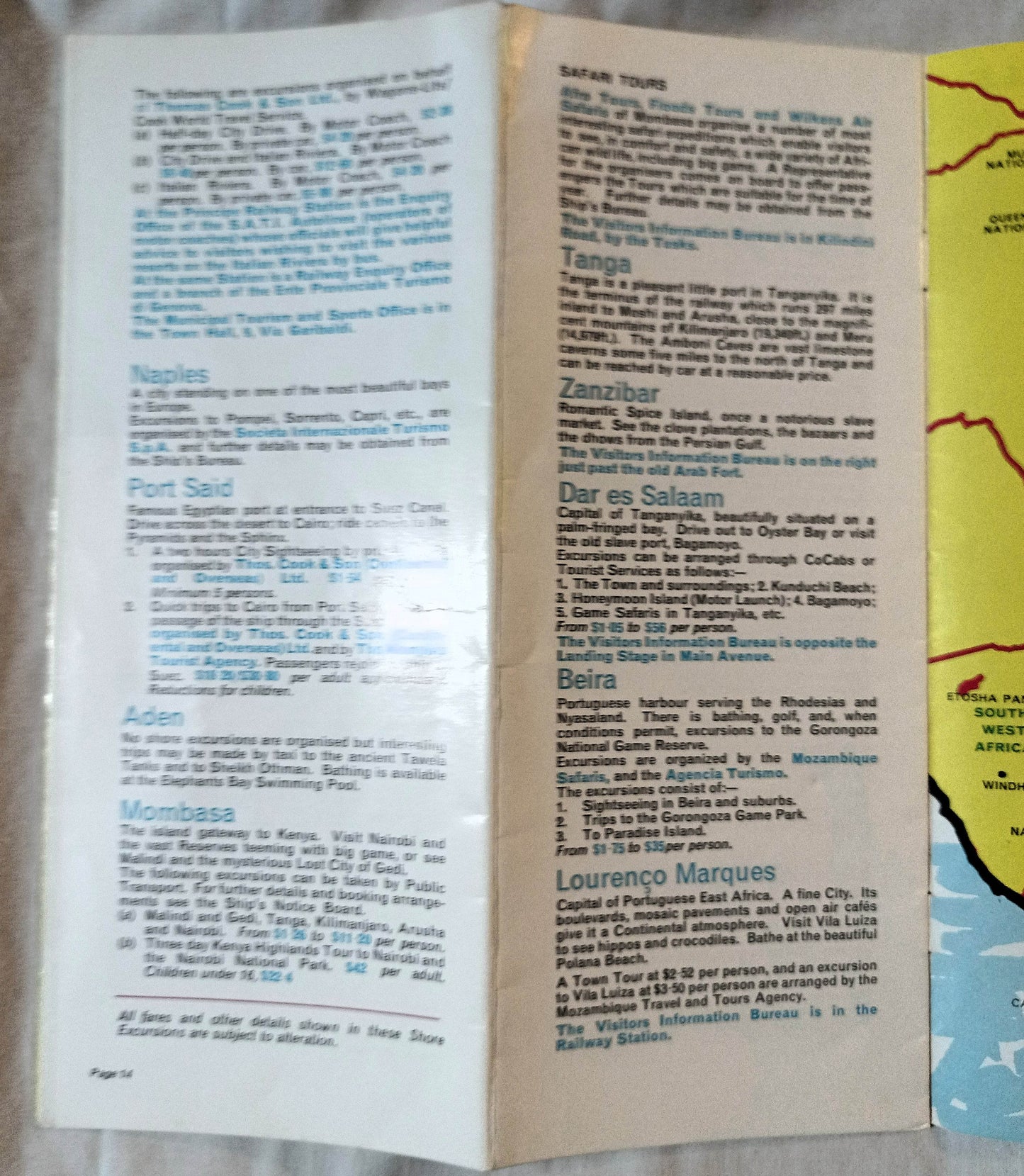 Union-Castle Line 1963 African Sea Safaris Shore Excursions Brochure - TulipStuff